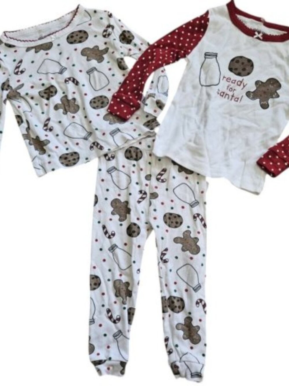 CHICK PEA 3 Piece Gingerbread Man Long Sleeved Cotton Pajamas Girls 24 months